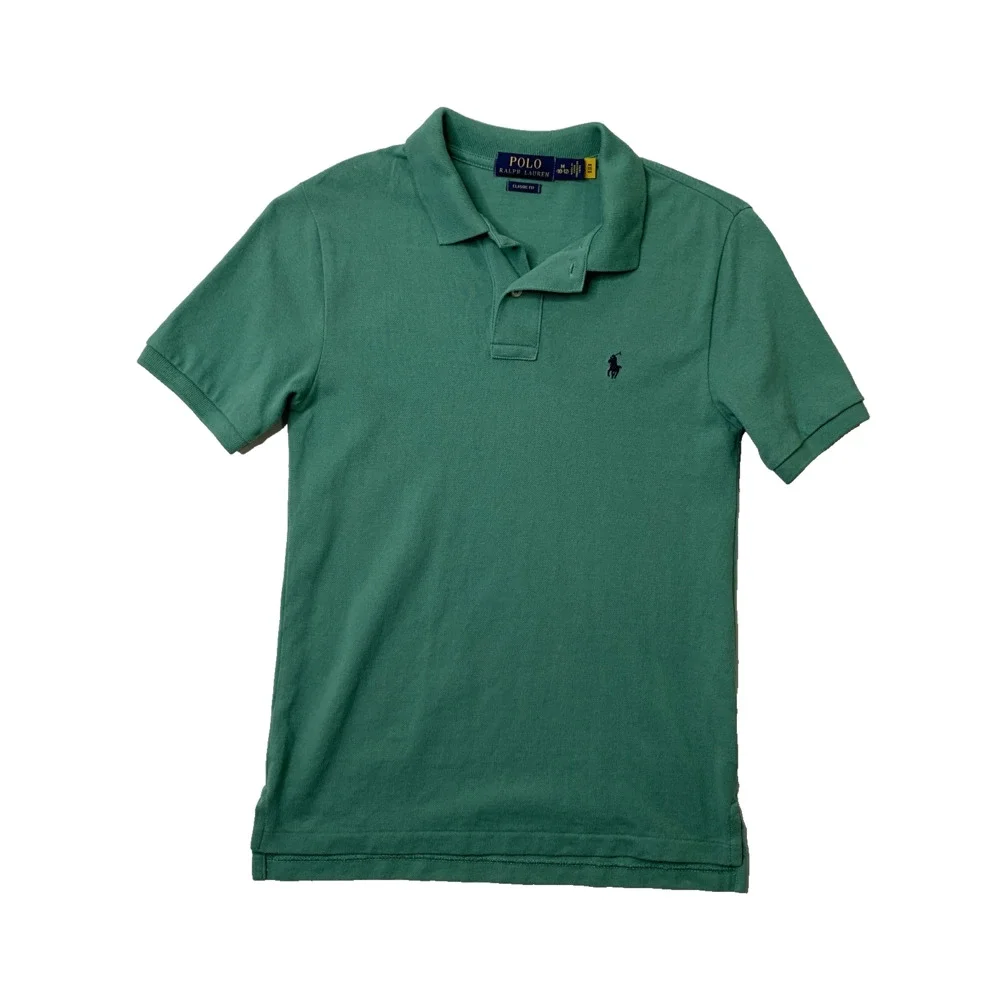 Polo Ralph Lauren Shirt Boys Youth M Medium Sage Classic Fit Droptail Hem